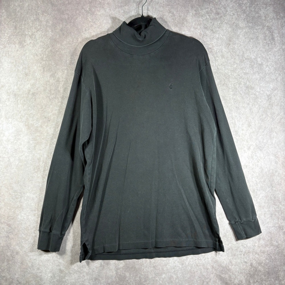 Polo Ralph Lauren Shirt Mens L Black Turtleneck Long Sleeve‎ Cotton Vintage Hole